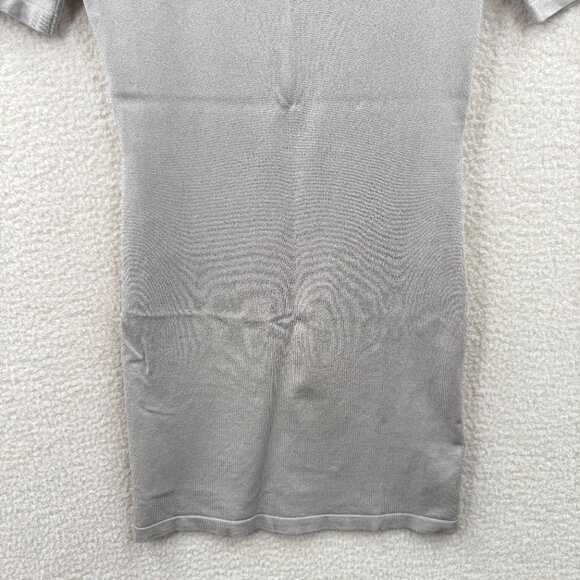 There Was One Scoop Neck Short sleeve Sweater Mini Dress Taupe Beige Knit - Picture 5 of 12